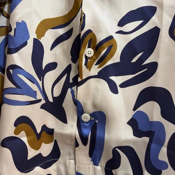 Reiss Scout Abstract Print Cuban Collar Shirt XXL Lightweight and Thin Mint